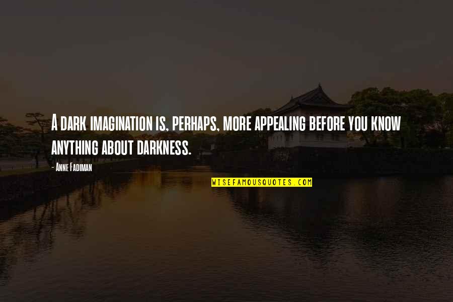 Darkness Quotes By Anne Fadiman: A dark imagination is, perhaps, more appealing before