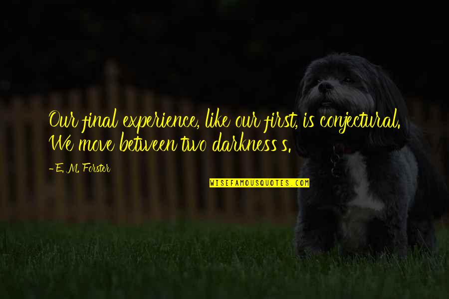 Darkness's Quotes By E. M. Forster: Our final experience, like our first, is conjectural.