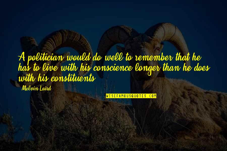 Darknness Quotes By Melvin Laird: A politician would do well to remember that Darknness Quotes By Melvin Laird: A politician would do well to remember that