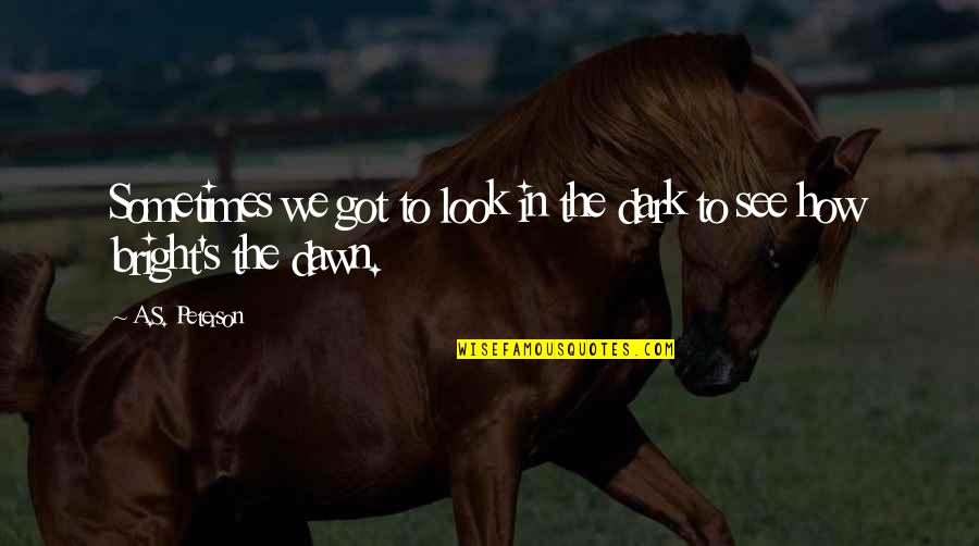 Dark's Quotes By A.S. Peterson: Sometimes we got to look in the dark
