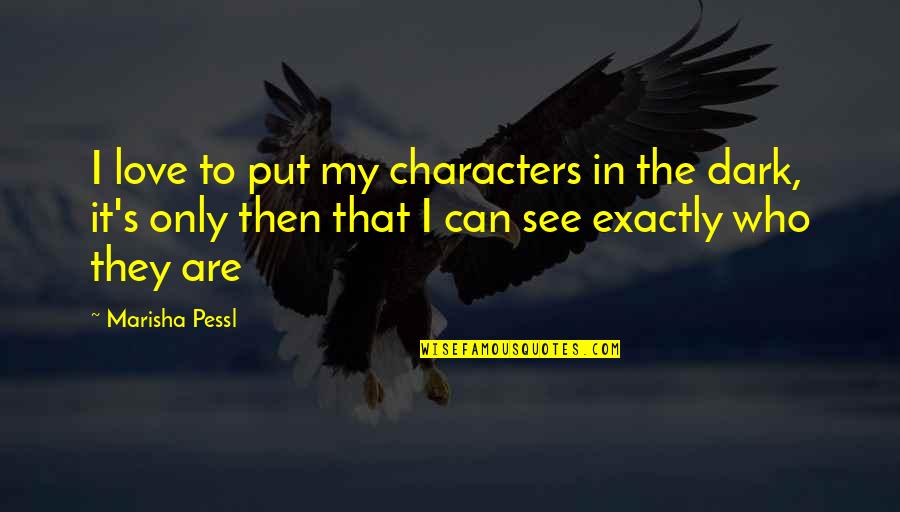 Dark's Quotes By Marisha Pessl: I love to put my characters in the