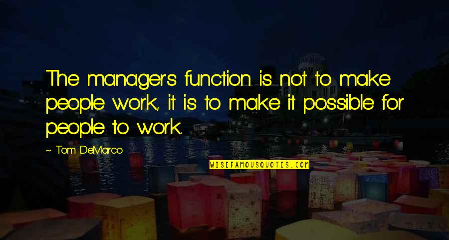 Darlene Schacht Love Quotes By Tom DeMarco: The manager's function is not to make people