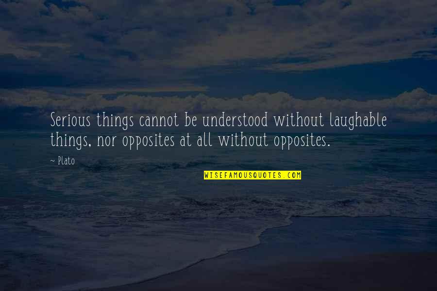 Darlington Quotes By Plato: Serious things cannot be understood without laughable things,