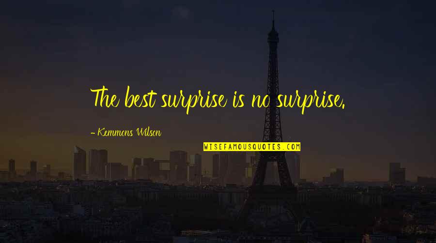 Darlisha Dozier Quotes By Kemmons Wilson: The best surprise is no surprise.