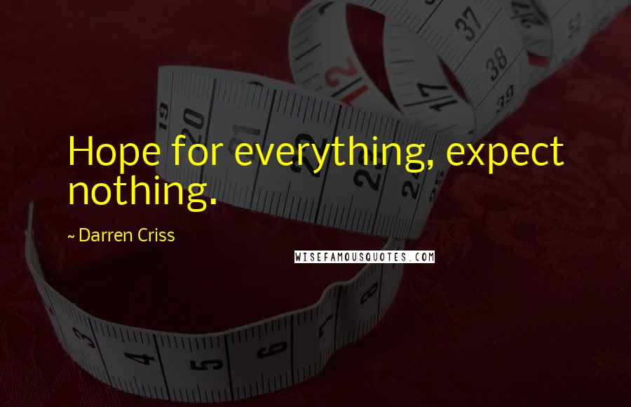 Darren Criss quotes: Hope for everything, expect nothing.