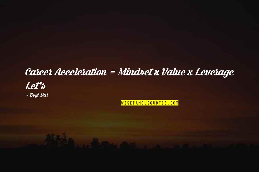 Dar's Quotes By Bozi Dar: Career Acceleration = Mindset x Value x Leverage