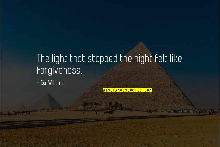 Dar's Quotes By Dar Williams: The light that stopped the night felt like