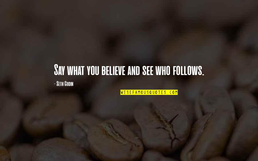 Darth Malgus Quotes By Seth Godin: Say what you believe and see who follows.