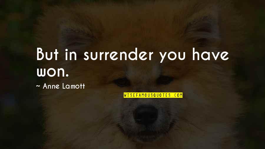 Darty Fr Quotes By Anne Lamott: But in surrender you have won. Darty Fr Quotes By Anne Lamott: But in surrender you have won.
