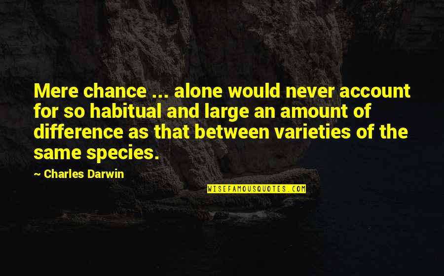 Darwin On The Origin Of Species Quotes By Charles Darwin: Mere chance ... alone would never account for