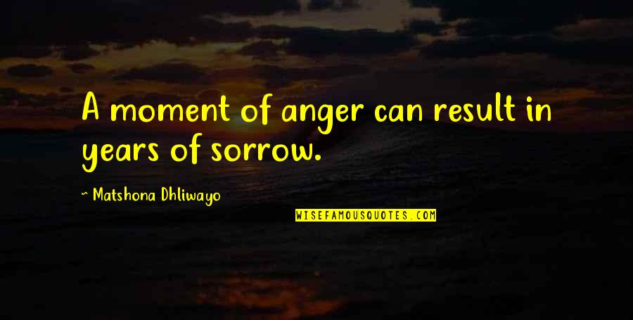 Dasbach Butler Quotes By Matshona Dhliwayo: A moment of anger can result in years