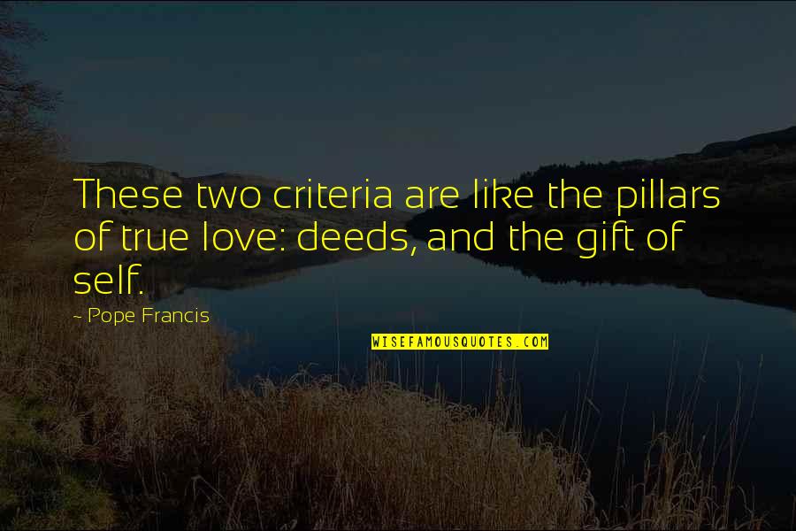 Dasher Quotes By Pope Francis: These two criteria are like the pillars of