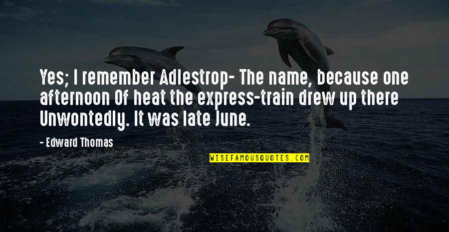 Dasypus Bellus Quotes By Edward Thomas: Yes; I remember Adlestrop- The name, because one Dasypus Bellus Quotes By Edward Thomas: Yes; I remember Adlestrop- The name, because one