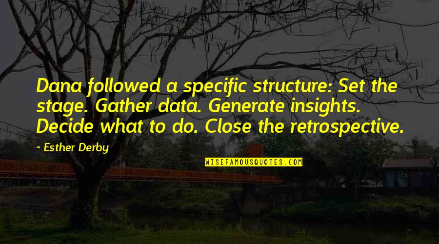 Data Insights Quotes By Esther Derby: Dana followed a specific structure: Set the stage.
