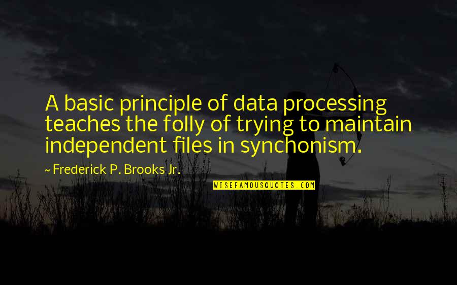 Data Processing Quotes By Frederick P. Brooks Jr.: A basic principle of data processing teaches the