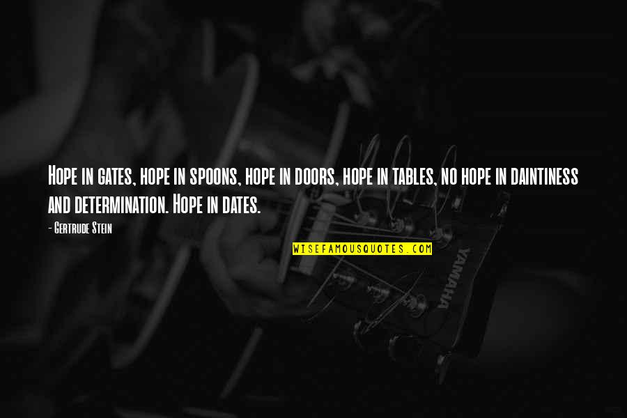 Dates Quotes By Gertrude Stein: Hope in gates, hope in spoons, hope in