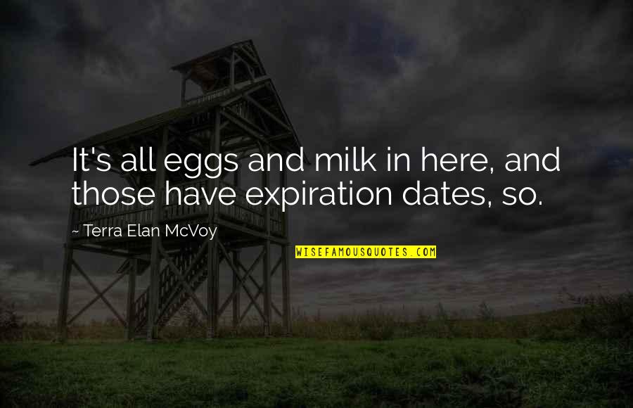 Dates Quotes By Terra Elan McVoy: It's all eggs and milk in here, and