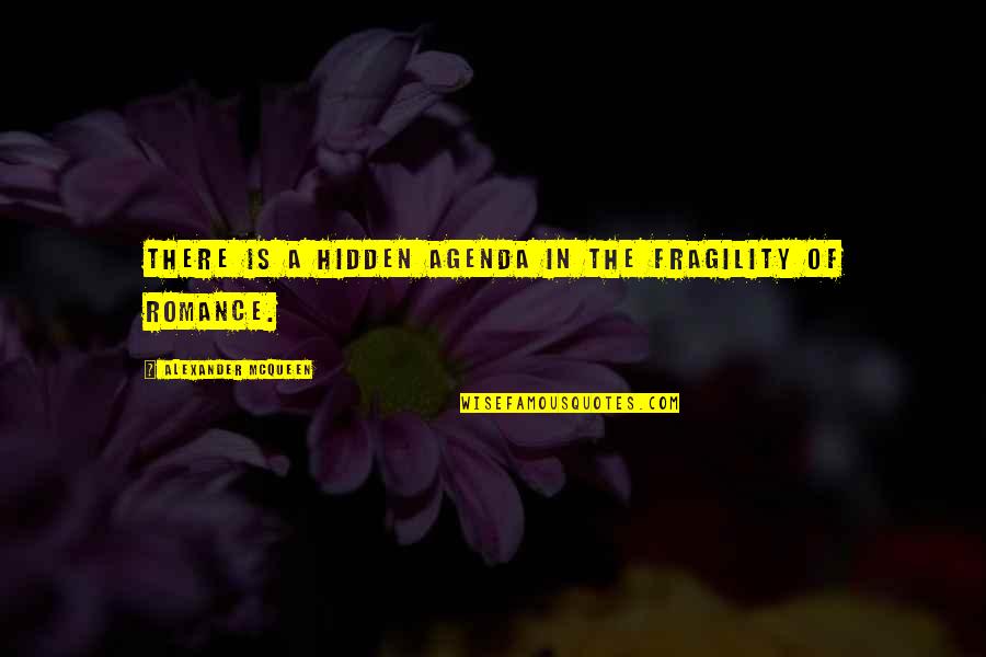Dating Someone For A Year Quotes By Alexander McQueen: There is a hidden agenda in the fragility