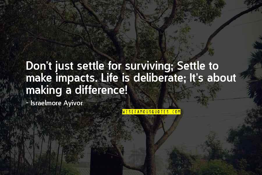 Dattaraj Quotes By Israelmore Ayivor: Don't just settle for surviving; Settle to make