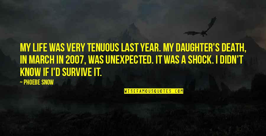 Daughter's Death Quotes By Phoebe Snow: My life was very tenuous last year. My