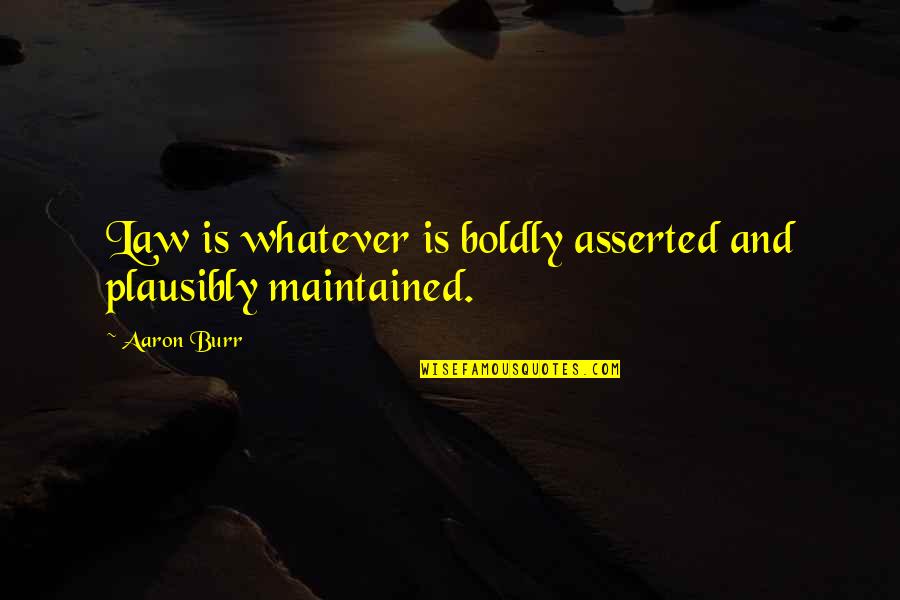 Daughters Dreams Quotes By Aaron Burr: Law is whatever is boldly asserted and plausibly