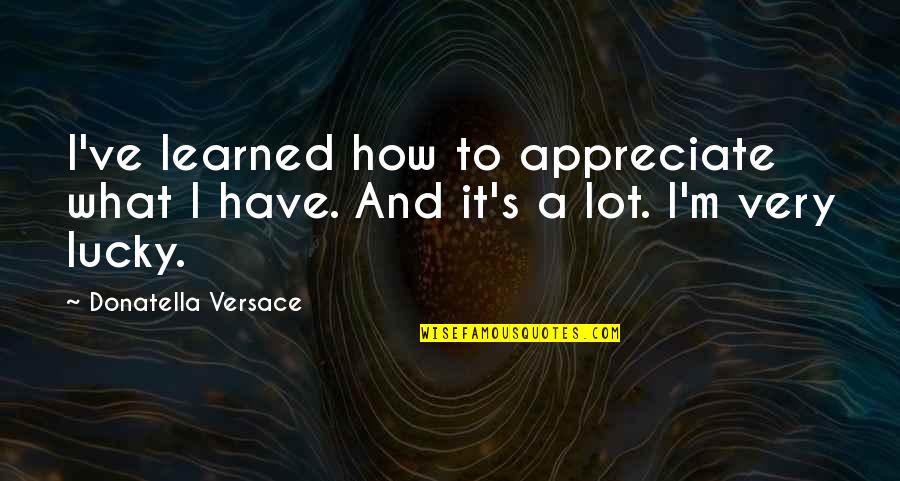 Dauna Williams Quotes By Donatella Versace: I've learned how to appreciate what I have. Dauna Williams Quotes By Donatella Versace: I've learned how to appreciate what I have.