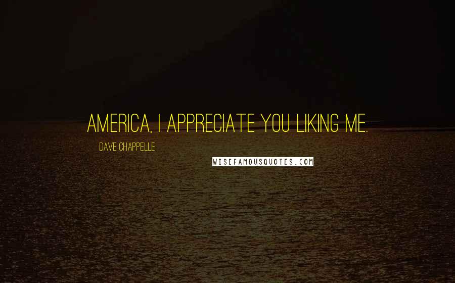 Dave Chappelle quotes: America, I appreciate you liking me.