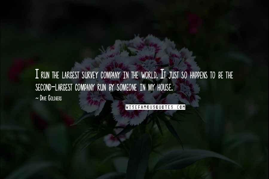 Dave Goldberg quotes: I run the largest survey company in the world. It just so happens to be the second-largest company run by someone in my house.