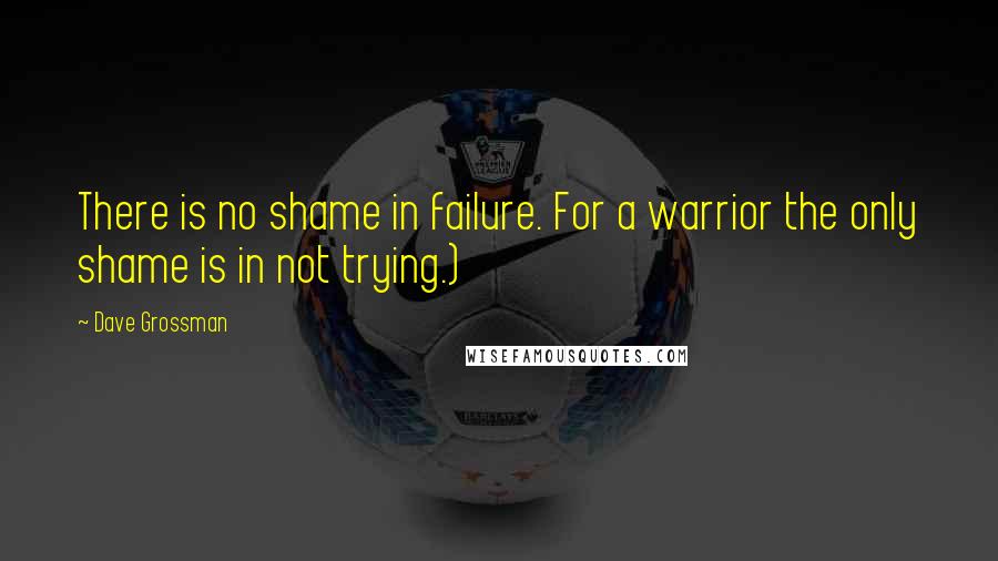 Dave Grossman quotes: There is no shame in failure. For a warrior the only shame is in not trying.)
