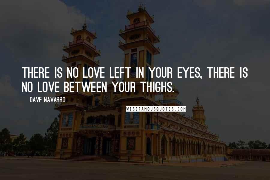 Dave Navarro quotes: There is no love left in your eyes, there is no love between your thighs.