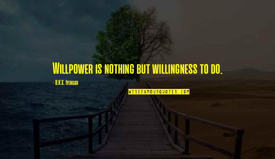 Dave Pensado Quotes By B.K.S. Iyengar: Willpower is nothing but willingness to do. Dave Pensado Quotes By B.K.S. Iyengar: Willpower is nothing but willingness to do.