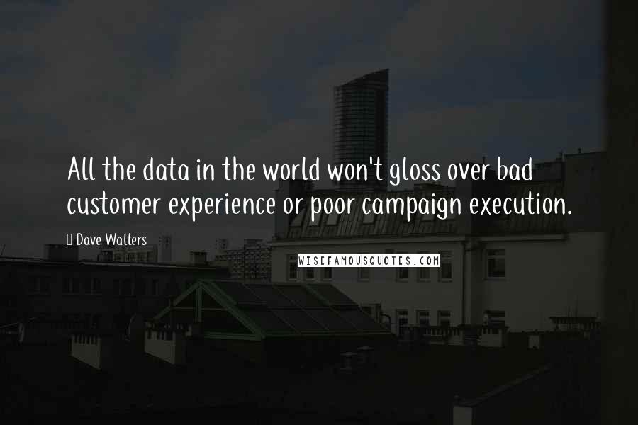 Dave Walters quotes: All the data in the world won't gloss over bad customer experience or poor campaign execution.