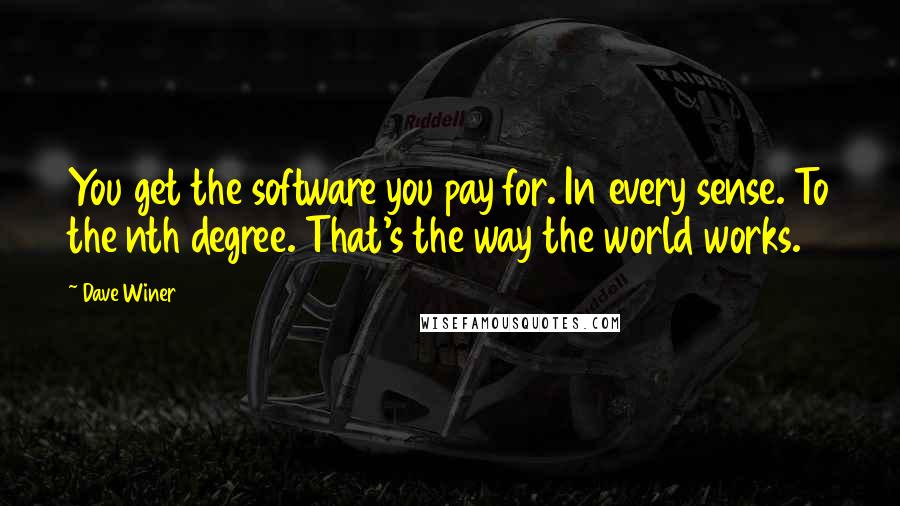 Dave Winer quotes: You get the software you pay for. In every sense. To the nth degree. That's the way the world works. Dave Winer quotes: You get the software you pay for. In every sense. To the nth degree. That's the way the world works.