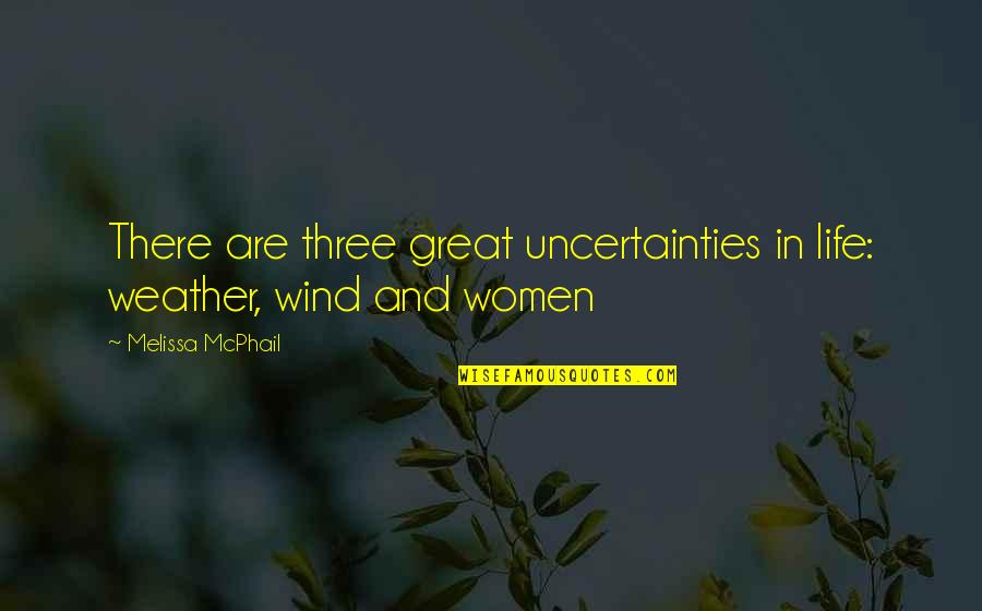 Davenne 2012 Quotes By Melissa McPhail: There are three great uncertainties in life: weather,