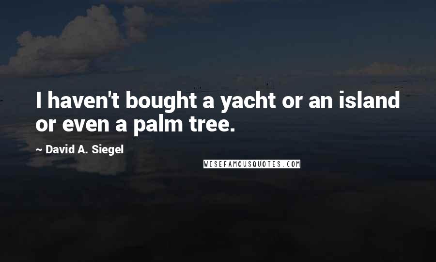 David A. Siegel quotes: I haven't bought a yacht or an island or even a palm tree.