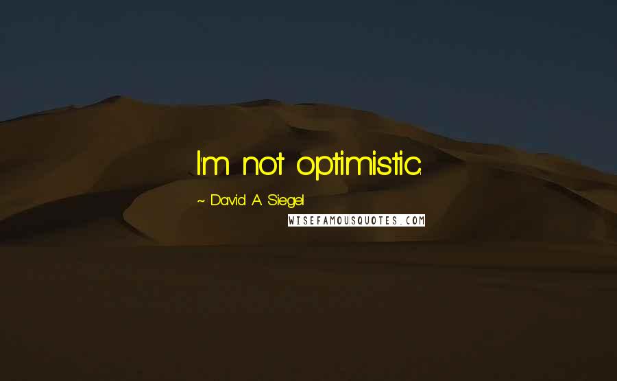 David A. Siegel quotes: I'm not optimistic.