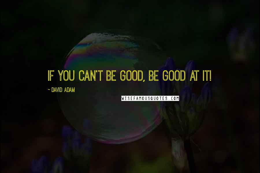 David Adam quotes: If you can't be good, be good at it!