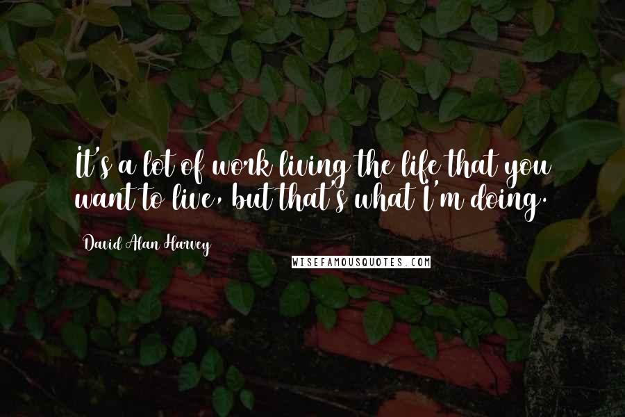 David Alan Harvey quotes: It's a lot of work living the life that you want to live, but that's what I'm doing.