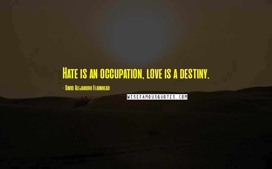 David Alejandro Fearnhead quotes: Hate is an occupation, love is a destiny.