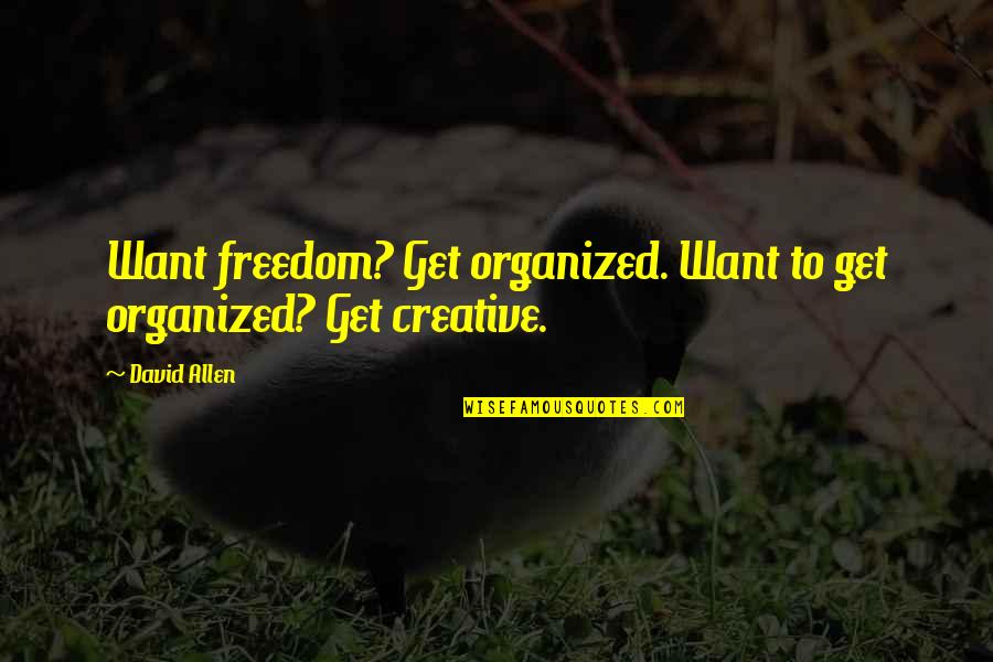 David Allen Quotes By David Allen: Want freedom? Get organized. Want to get organized?