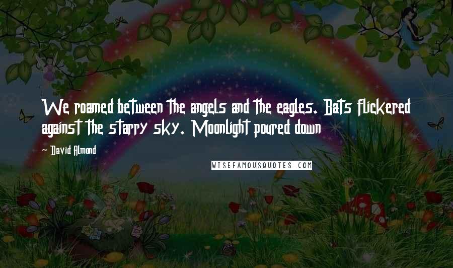 David Almond quotes: We roamed between the angels and the eagles. Bats flickered against the starry sky. Moonlight poured down