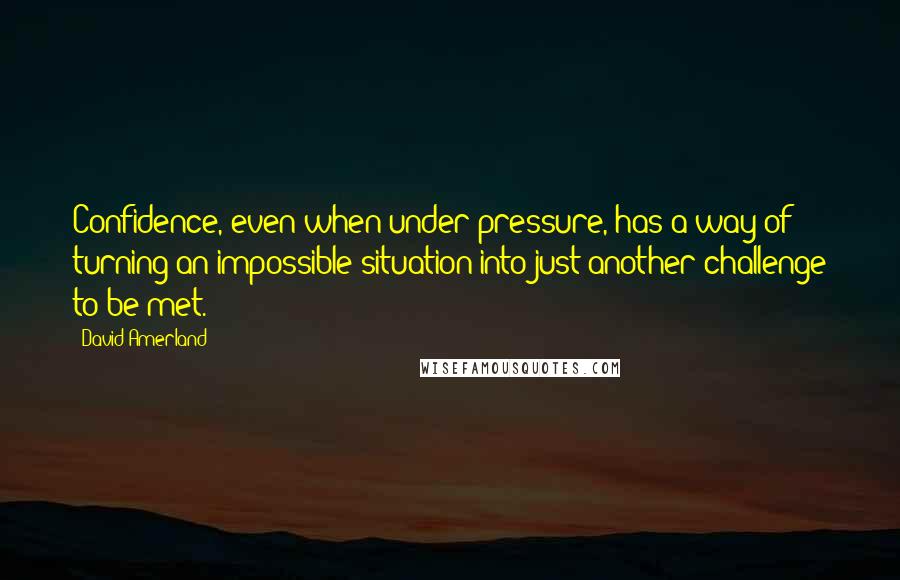 David Amerland quotes: Confidence, even when under pressure, has a way of turning an impossible situation into just another challenge to be met.