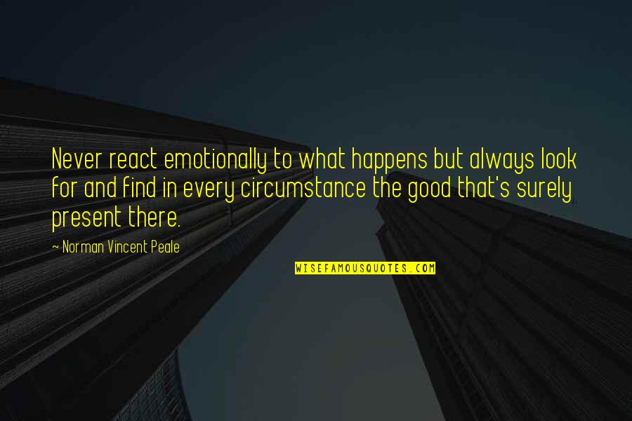 David And Goliath Malcolm Gladwell Best Quotes By Norman Vincent Peale: Never react emotionally to what happens but always