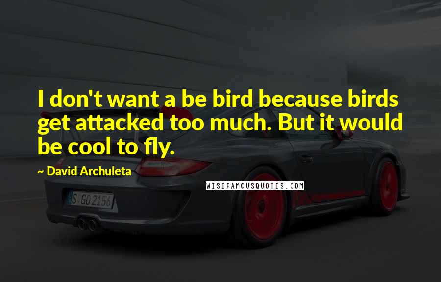 David Archuleta quotes: I don't want a be bird because birds get attacked too much. But it would be cool to fly.