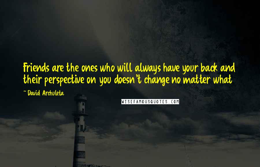 David Archuleta quotes: Friends are the ones who will always have your back and their perspective on you doesn't change no matter what