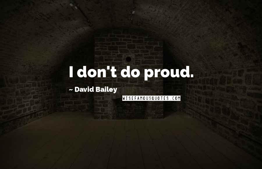 David Bailey quotes: I don't do proud.