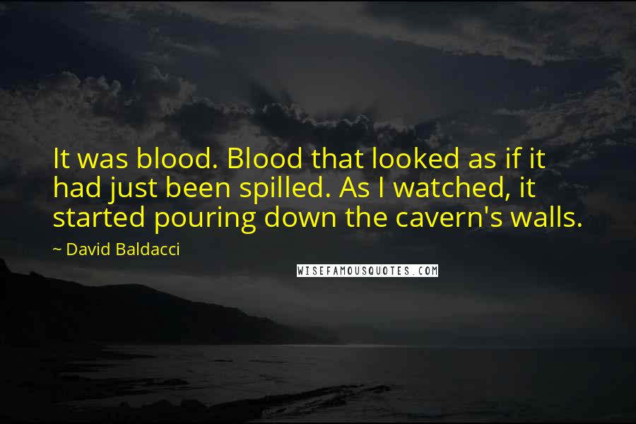 David Baldacci quotes: It was blood. Blood that looked as if it had just been spilled. As I watched, it started pouring down the cavern's walls.
