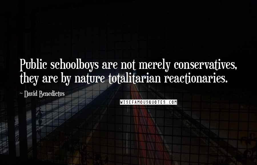 David Benedictus quotes: Public schoolboys are not merely conservatives, they are by nature totalitarian reactionaries.