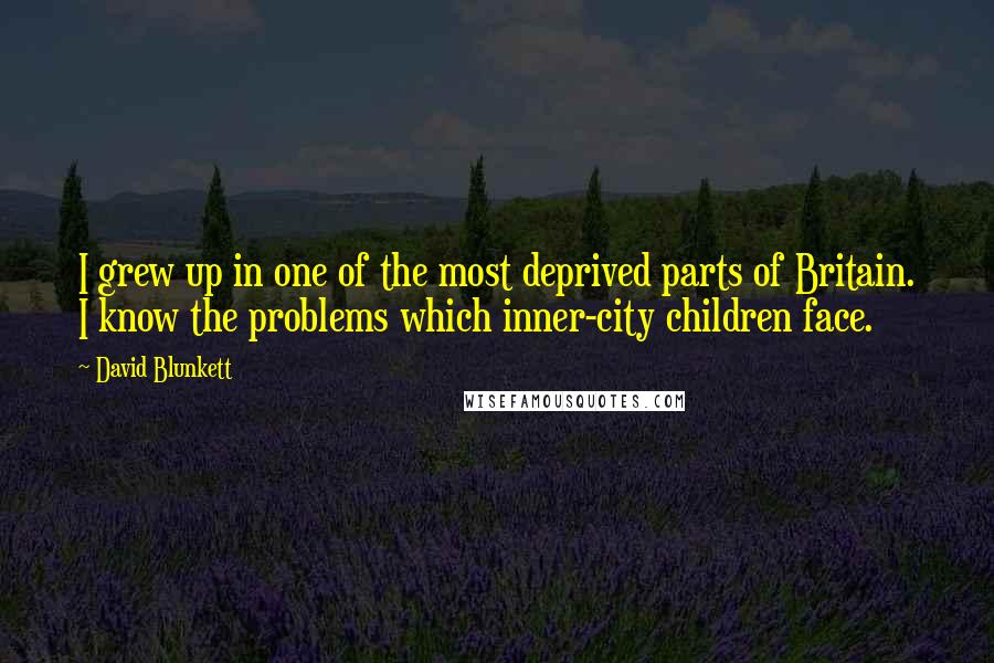 David Blunkett quotes: I grew up in one of the most deprived parts of Britain. I know the problems which inner-city children face.