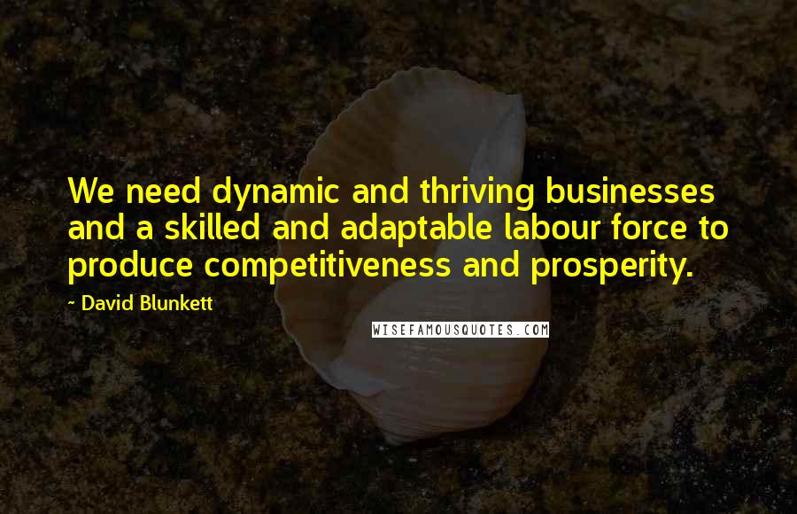 David Blunkett quotes: We need dynamic and thriving businesses and a skilled and adaptable labour force to produce competitiveness and prosperity. David Blunkett quotes: We need dynamic and thriving businesses and a skilled and adaptable labour force to produce competitiveness and prosperity.